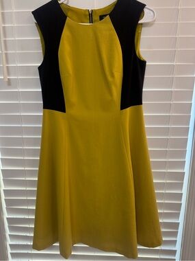 Nine West Mustard and Black Fit-and-Flare Dress